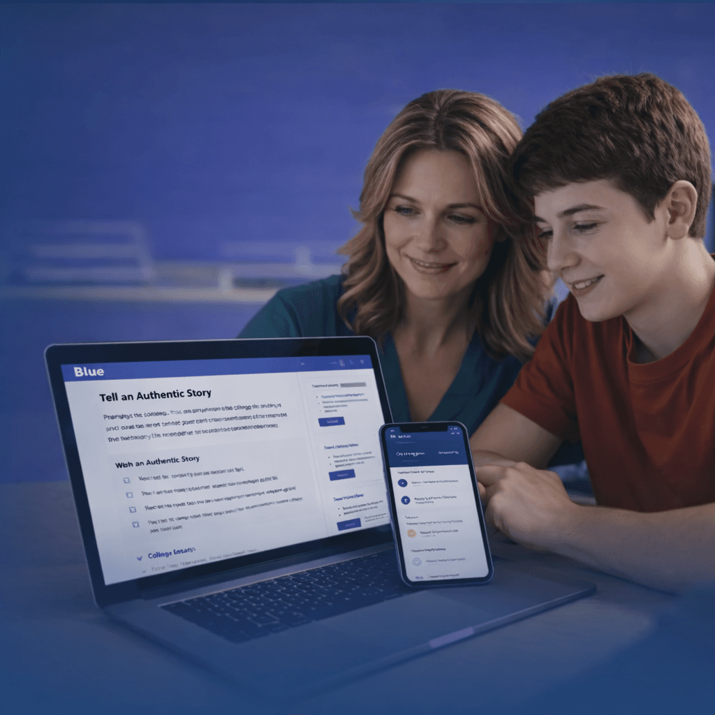 Parent and student working together on a laptop